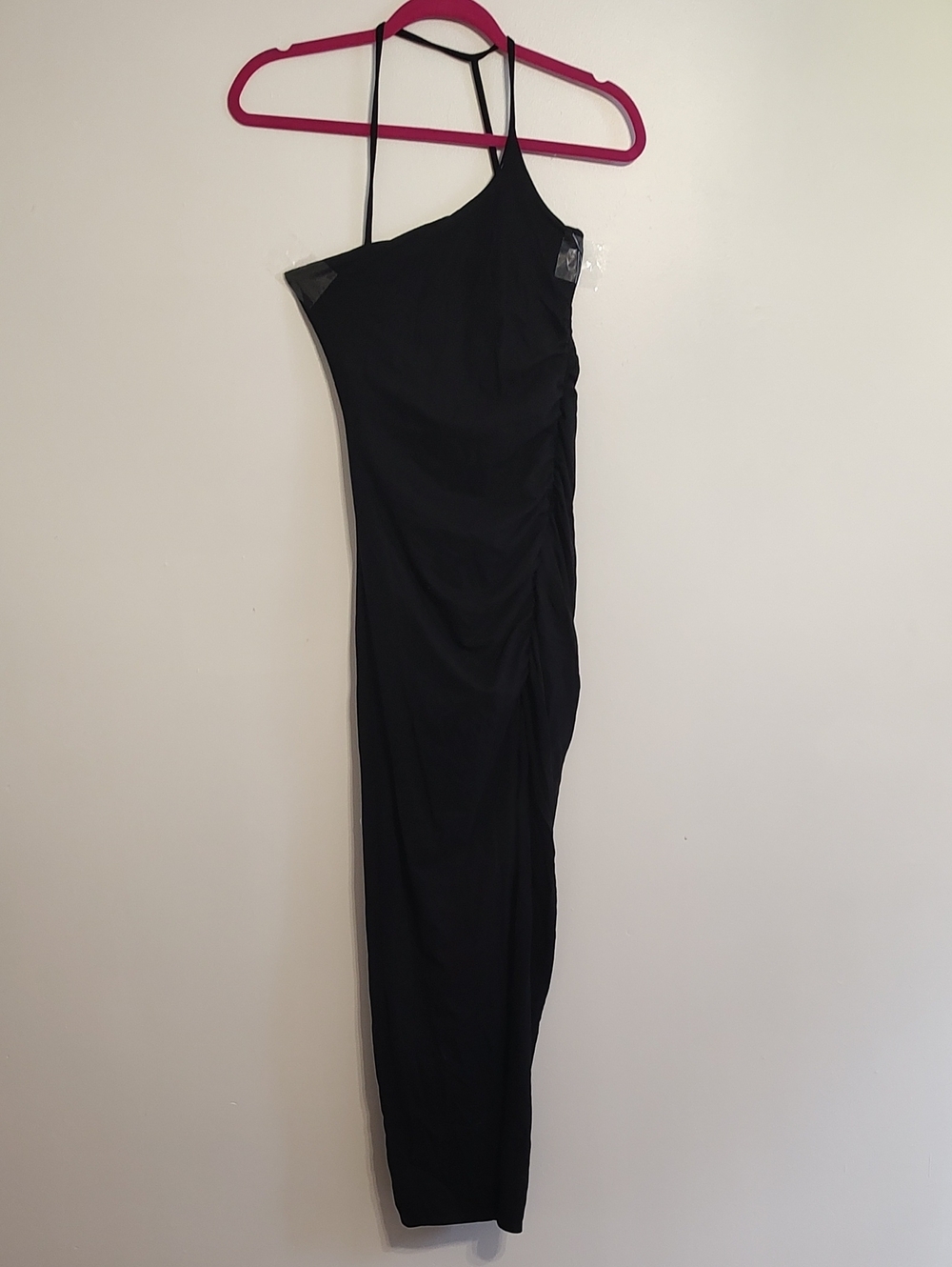 One-Shoulder Black Maxi Dress - Cotton Blend - Picture 2 of 7
